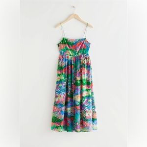 & OTHER STORIES Strappy Silk Midi Dress - Size 38EU / Small US - 100% Silk
